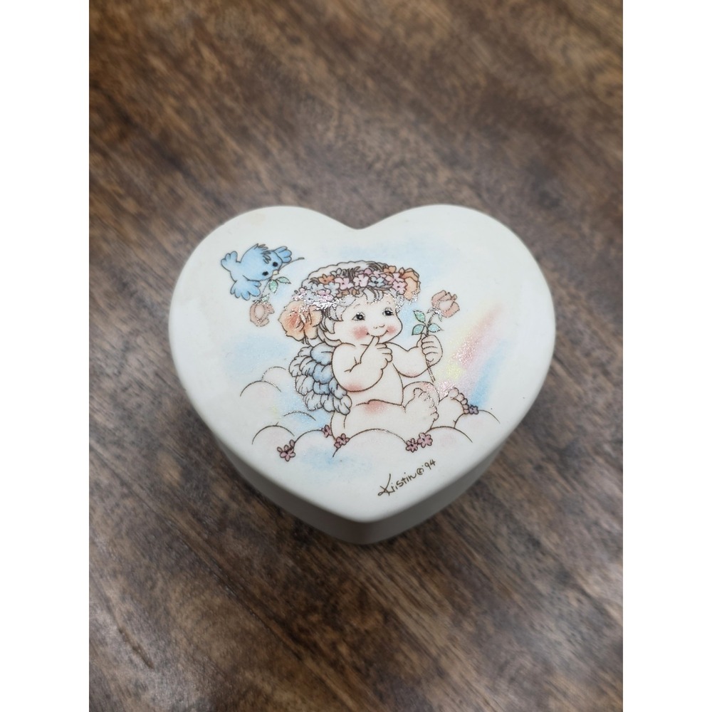 Vintage DREAMSICLES Kristin 1995 Heart Shaped Trinket Box Cast Art Figurine